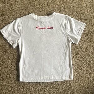 Boohoo cropped white babydoll graphic tee, size 6